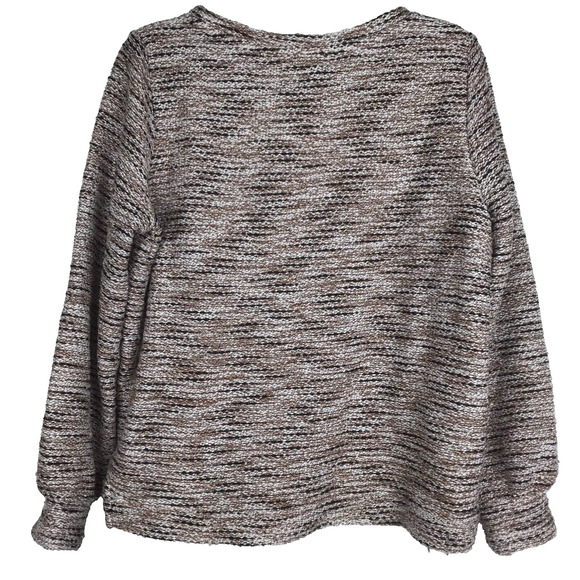 Ann Taylor Loft Sweater Boat Neck Brown White Black Marled Knit Pullover Small - Picture 5 of 7